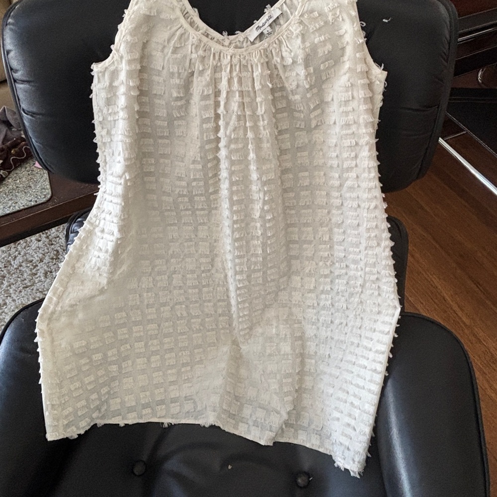 Madewell ivory fringe Textured Sleeveless coverup Dress size small - Picture 2 of 7